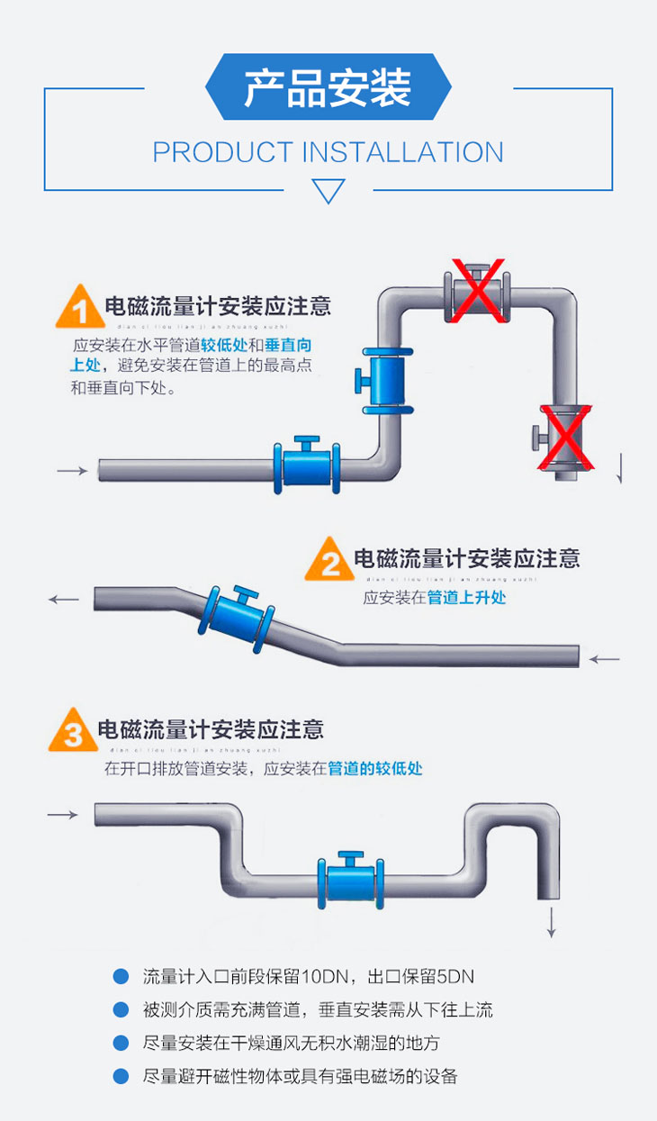 分體式電磁流量計產(chǎn)品安裝圖解